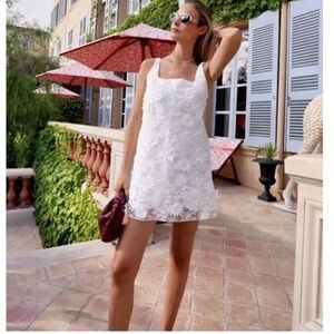 Floral embroidered mini dress ZW collection organza raised flowers